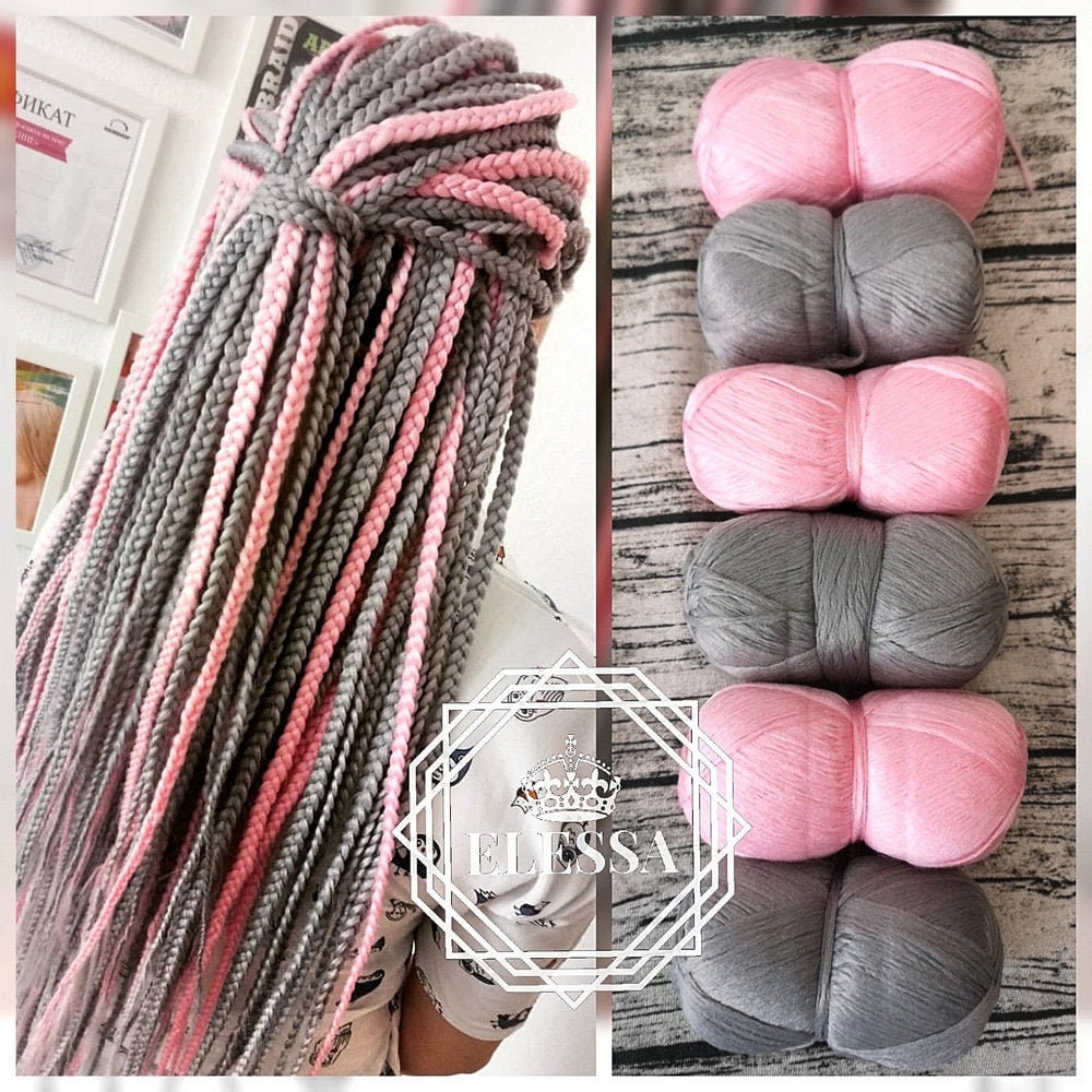 SET of Brazilian Yarn for Braids High-quality Acrylic Wool for Hair Jumbo  Braids, Senegalese Twist, Wraps Natural Knitting Hair, Pink Braids -   Canada