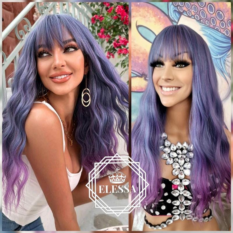 Ladies Blue Mermaid Wig with Pearls main image 0