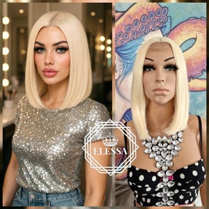Lace Front LUXURY Medium Straight Bob Haircut Blonde #613 Color Wig, Wigs, Scene Wig, Party Wig, Bob Wigs, Blonde Bob Wigs, Natural Wig