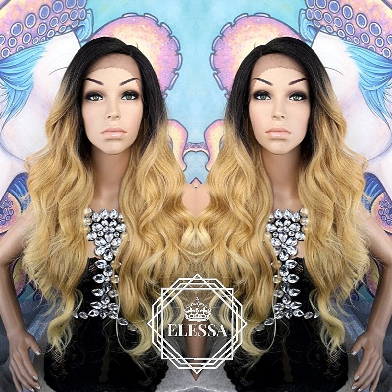 Lace Front Luxury Wig Long Sexy Natural Ombre Balayage Black Etsy