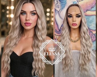 Perruque Femme Synthétique Mi-longue - Couleur Châtain Clair Mèches Blond Doré Et Cuivré - Taille Bonnet Moyen - Neuf Avec étiquettes