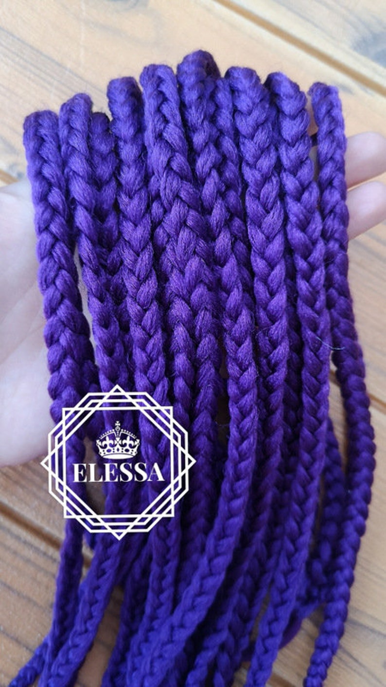 Synthetic Ponytail Long Exotic Ponytail with Handmade Knitted Braids Purple Color with Elastic Hair Extensions Festival Accessories