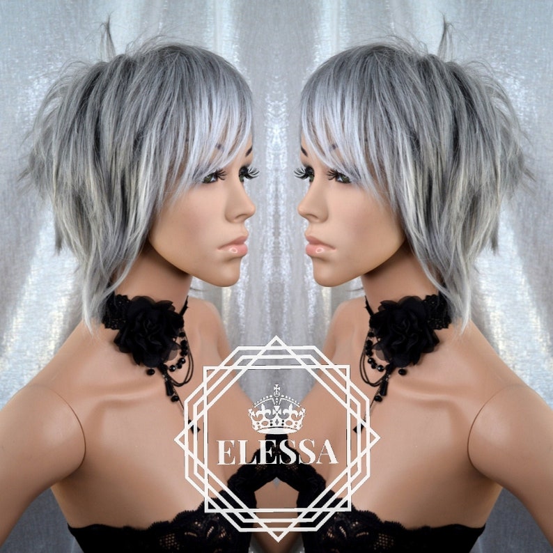Short Natural Ombre Grey Mixed Color Wig Wigs Short Sexy Etsy