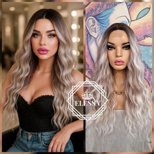 Unbelievable Lace Front LUXURY Long Fashion Hairstyle Wig Balayage - Natural Brown / Milky Blonde / White Blonde Mix / Cat Walk Fashion Wig