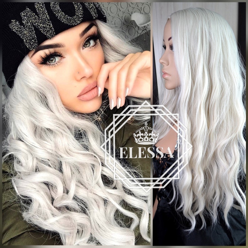 Stunning Platinum Blonde Wavy Long Natural Wig Elessa Etsy
