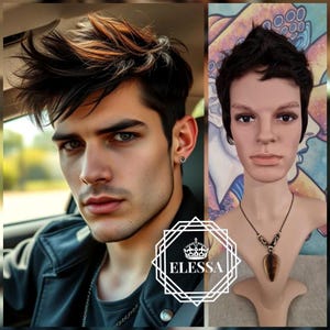 Modern Fashion Straight Short Hairstyle Dark Brown Color Wig for Men, Wigs, Wig for Men, Wig for Boy, Natural Short Wig , Punk Wig