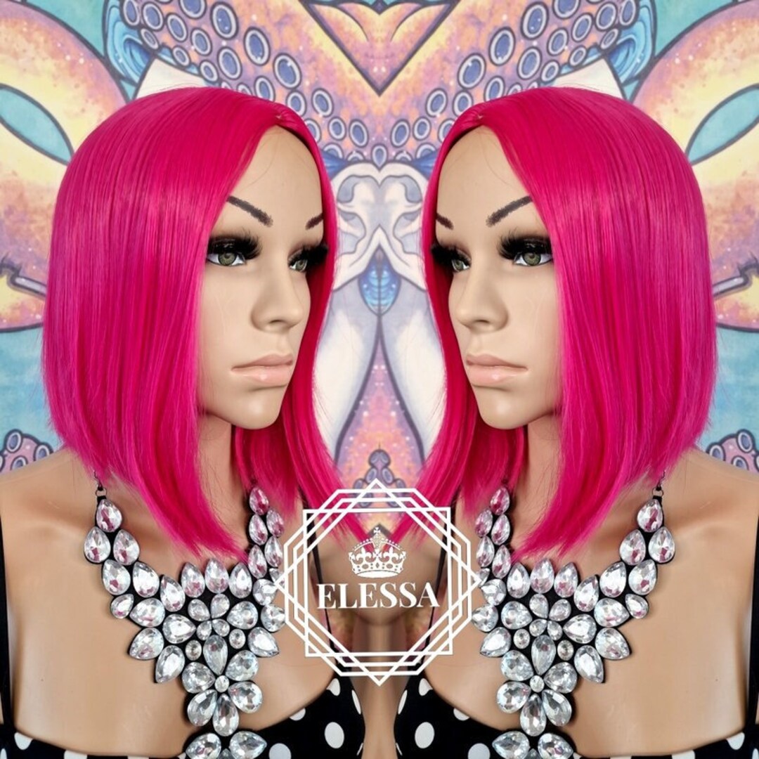 Cute Medium Straight Bob Hairstyle Bonbon / Sweet Cute Pink Color Wig ...