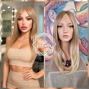 Beautiful Long Straight Balayage - Natural Blonde and Light Blonde Mix Color Wig, Natural Wig, Wig for Woman, Wig for Everyday Wear, Trendy