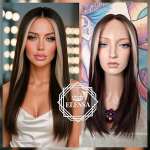 Beautiful Medium-Length Everyday Lace Front Wig – Natural Dark Brown / Light Blonde Mix – Ideal for Daily Wear, Alopecia, Style Enhancement