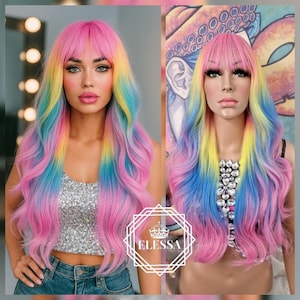 Fairytale Beautiful Long Wig Color Gradient Rainbow / Fairytale Candy Fairy / DOLL / Mermaid Wig / Kawaii Wig / Pastel Wig  / Cosplay Wig