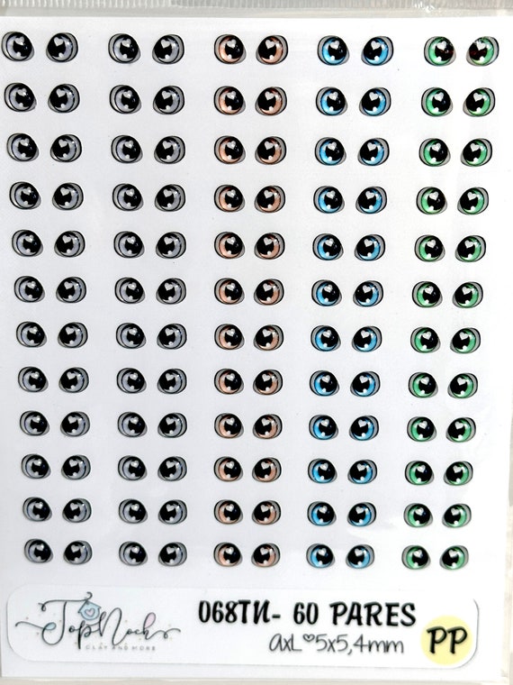 Occhi in resina 068TN, Occhi adesivi, occhi di bambole, adesivi 3d