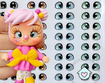 3D Resin Doll Eyes, Adhesive Stickers, Mixed Color