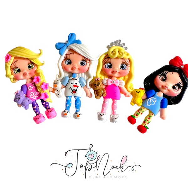 Christmas Princess PJs , clays for bows, clay dolls, bow centers, clay dolls for bows, clays for badge reel