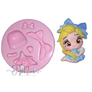 Förmchen Applikationen für Puppen, Silikonform Prinzessin, Molde Princesas, Molde Porcelana Fria, Puppenform aus Ton, Kaltes Porzellan, Silikonform mit Charme