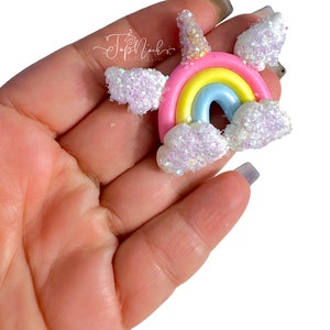 rainbow unicorn, Clays for bows, clay dolls, bow centers, clay dolls for bows, clays for badge reel