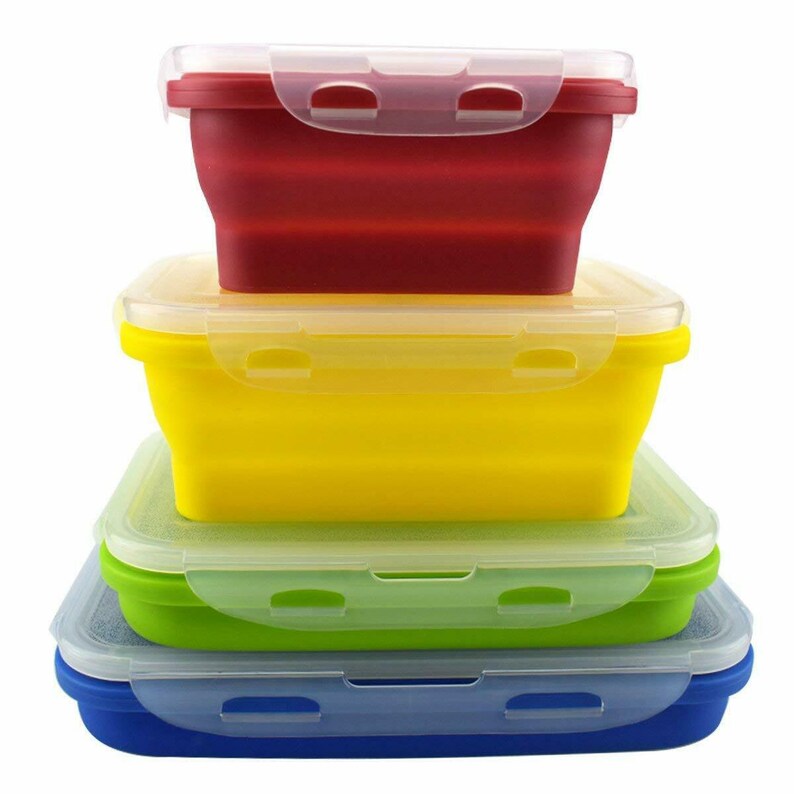 Vremi Silicone Food Storage Containers Collapsible Meal Prep Etsy