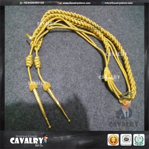 Set of 2 Gold Mayler Military Uniform Shoulder Cord/ Aiguillette |Available in All Colors|
