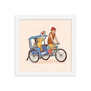 Filipino Tricycle Dog [Framed] // Philippines Culture Art Illustration Print