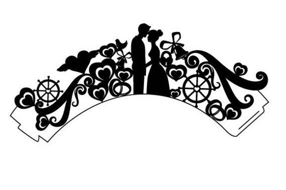 Svg Cupcake Wrapper Template Intricate Cut Of A Bride And Etsy