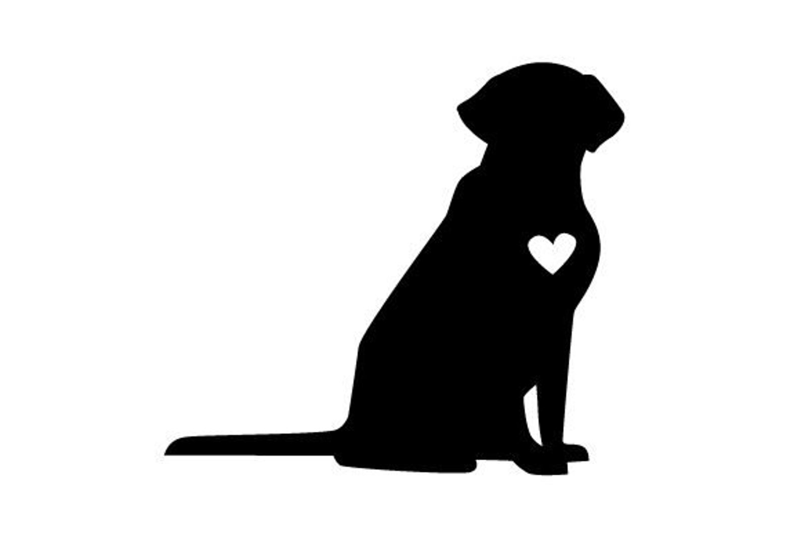 SVG Labrador Silhouette in Black With a White Heart on His - Etsy UK