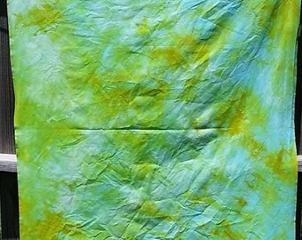 Fat Quarter FQ OOAK Inv 8014 Hand Dyed Fabric Greens