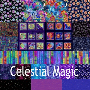 1 Yard PreCut Bundle- Celestial Magic by Laurel Burch Collection From Clothworks- 22 pieces (Inv # 61016)