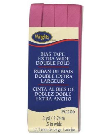 Wrights 1/2 double fold biased binding 3 yds-1 package Bright Pink Inv #510023