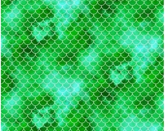 Green Mermaid Scallops From Michael Miller Sea Maidens (Inv #63037)