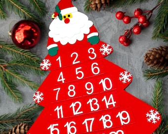 Christmas Santa Large Advent Countdown Christmas Hanging Calendar with Mini Pockets - Measures 23 inches tall by 17 inches wide