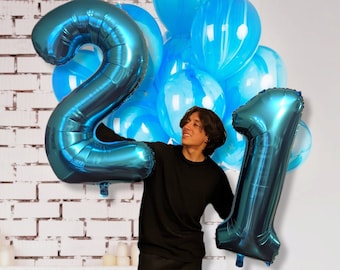 40 inch BLUE Giant Number Mylar Foil Balloon for Birthday Anniversary Party Decoration