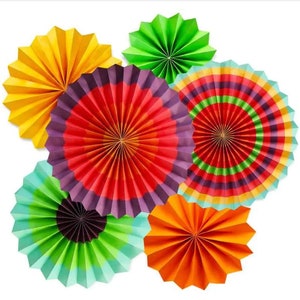 Multicolor Hanging Paper Fans / Fiesta Theme Decoration / Birthday Baby Shower Party Supplies