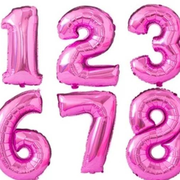 40 Inch Hot PINK Giant Number Mylar Foil Balloon for Birthday Anniversary Graduation Party Decoration