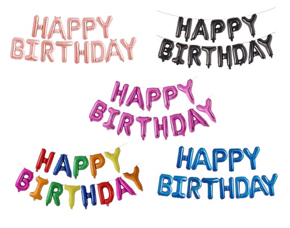 Happy Birthday Balloons Banner, 16 Inch Mylar Foil Letters Balloons Birthday, Birthday Party Decorations And Accessories For Children And Adults