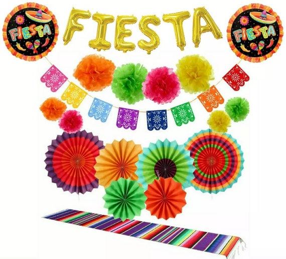 Fiesta Party Pack Serape Table Runner Party Supplies Birthday Baby Shower  Mexican Theme Party Hanging Decorations 