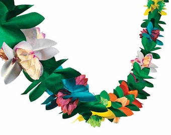 Bannière de guirlande en papier de fleurs colorées tropicales de 10 pi pour la fête, anniversaire de Luau à Hawaï, décoration pour toute occasion de fête