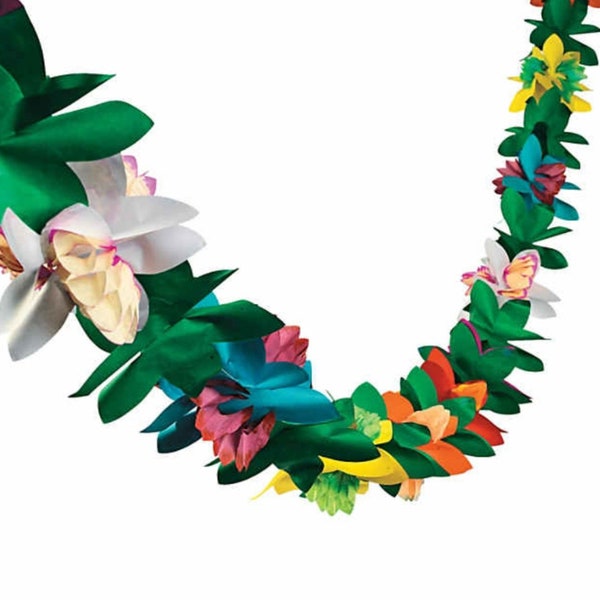 10 ft Tropical Colorful Flowers Paper Garland Banner for Party Luau Hawaii Birthday Any Party Occasion Decoration