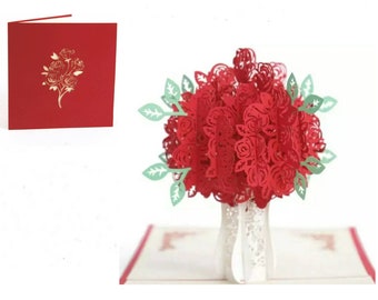 Mother's Day Greeting Card - 3D Pop-Up Roses Flowers - Write Your Own Message or Send Blank - Choose from 2 Styles - All Occasion