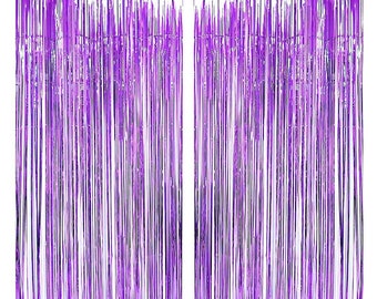 HalloweenDecorate Paquete De 4 Cortinas De Flecos De Papel De Aluminio De Color Morado Claro, 3.28