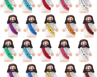 Figurki małego Jezusa Miniaturowe figurki Jezusa z silikonu, Jezus Cię kocha, prezent na przyjęcie, niedzielne upominki kościelne, wielokolorowe