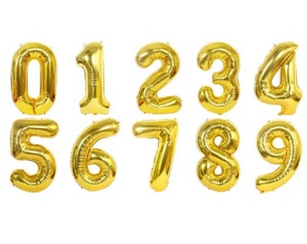 40 Inch GOLD Giant Number Mylar Foil Balloon for Birthday Anniversary Party Decoration