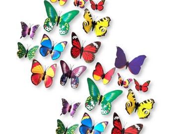 24 sztuki 3D kolorowa dekoracja ścienna z motylami, elastyczne samoprzylepne i magnetyczne motyle z PVC, wystrój pokoju, album ze zdjęciami, rękodzieło DIY