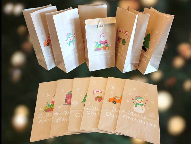 Pack of 12 Merry Christmas Kraft Paper Treat Gift Candy Party - Etsy