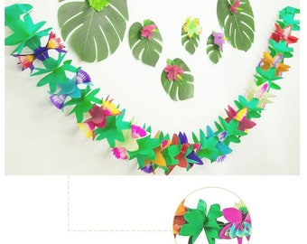 Tropische Girlande 2 Stück – Je 6 M, Buntes Seidenpapier Mit Hibiskus-Blumen, Für Hawaii-Party, Sommer & Geburtstag