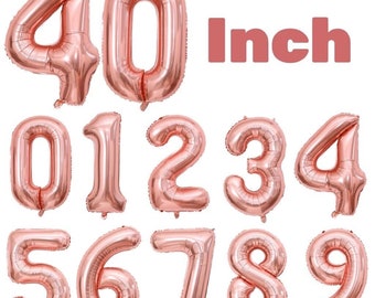 40 inch ROSE GOLD Number Mylar Foil Balloon for Birthday Anniversary Graduation Party Decoration