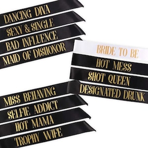 Bridal Sashes for Brides Maid Humorous Funny Wearable Wedding Bridal Party Sashes