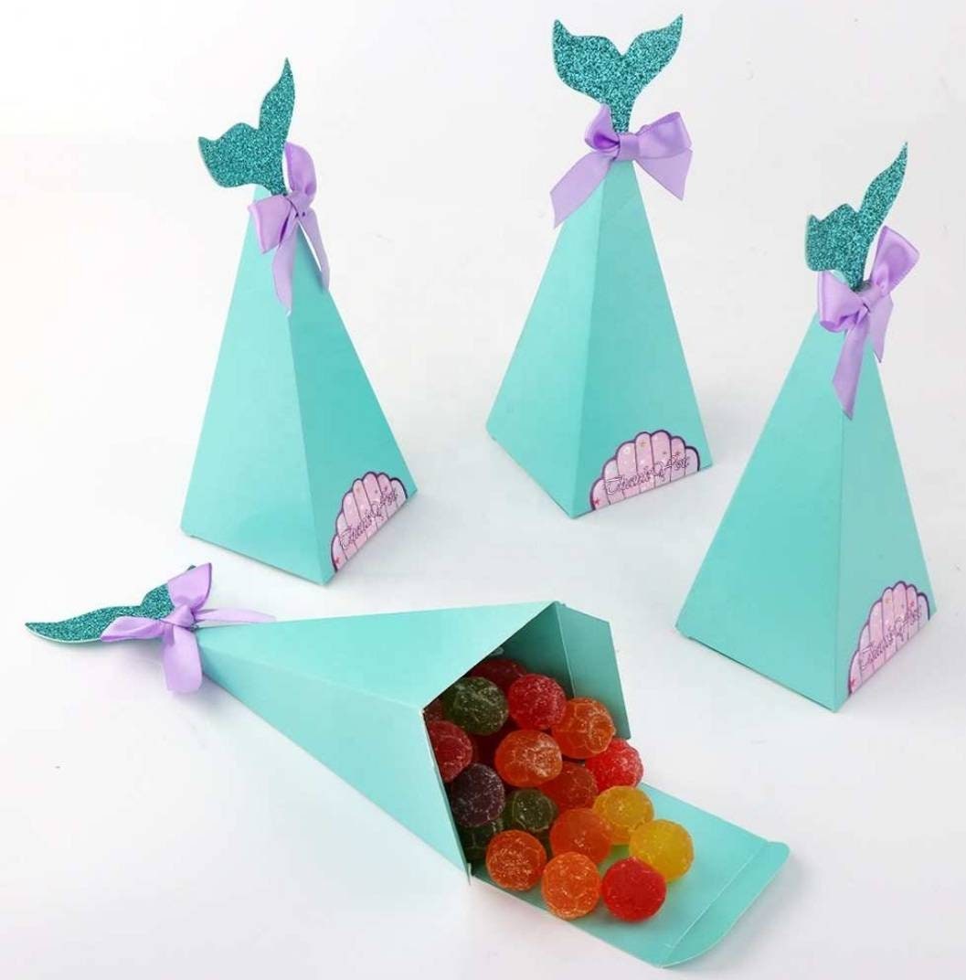 Set of 24 Mermaid Tail Party Favor Boxes With Thank You Stickers - Etsy