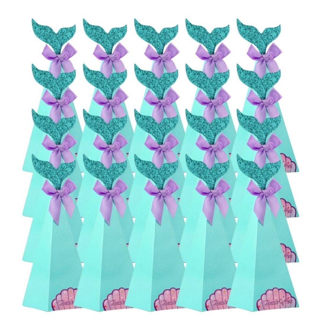 Set of 24 Mermaid Tail Party Favor Boxes With Thank You Stickers - Etsy