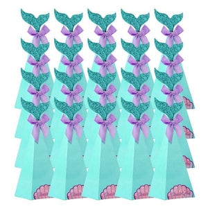 Set van 24 Mermaid Tail Party Favor Boxes met Thank You Stickers