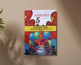 Customizable Spiderman Birthday Invitation – Editable on Canva – Printable Digital PDF for Any Age