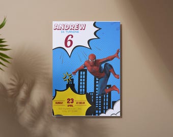 Customizable Spiderman Birthday Invitation – Editable on Canva – Printable Digital PDF for Any Age